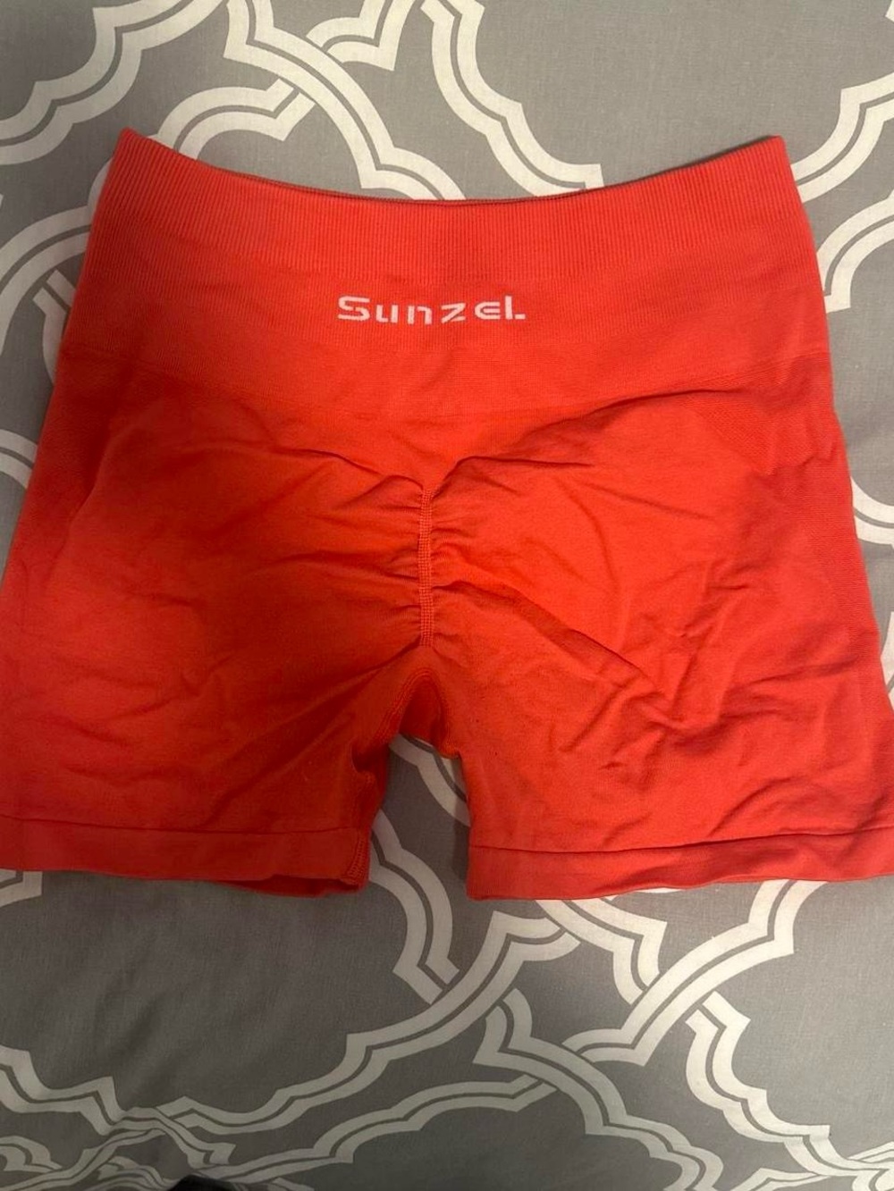 Sunzel Women's Athletic Shorts in Red - Seamless Workout Shorts